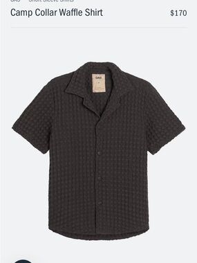 OAS Short-Sleeve Camp Collar Waffle Shirt - Charcoal